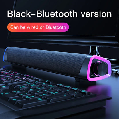 New Wireless Wired Computer TV Stereo Speakers 4D Surround Soundbar Subwoofer Sound Bar FM Radio LED For  Laptop PC Theater Aux