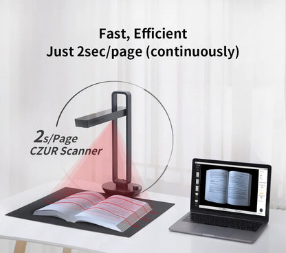 CZUR Aura Pro Portable Book & Document Scanner - A3 Size, 14MP HD Smart OCR with LED Desk Lamp