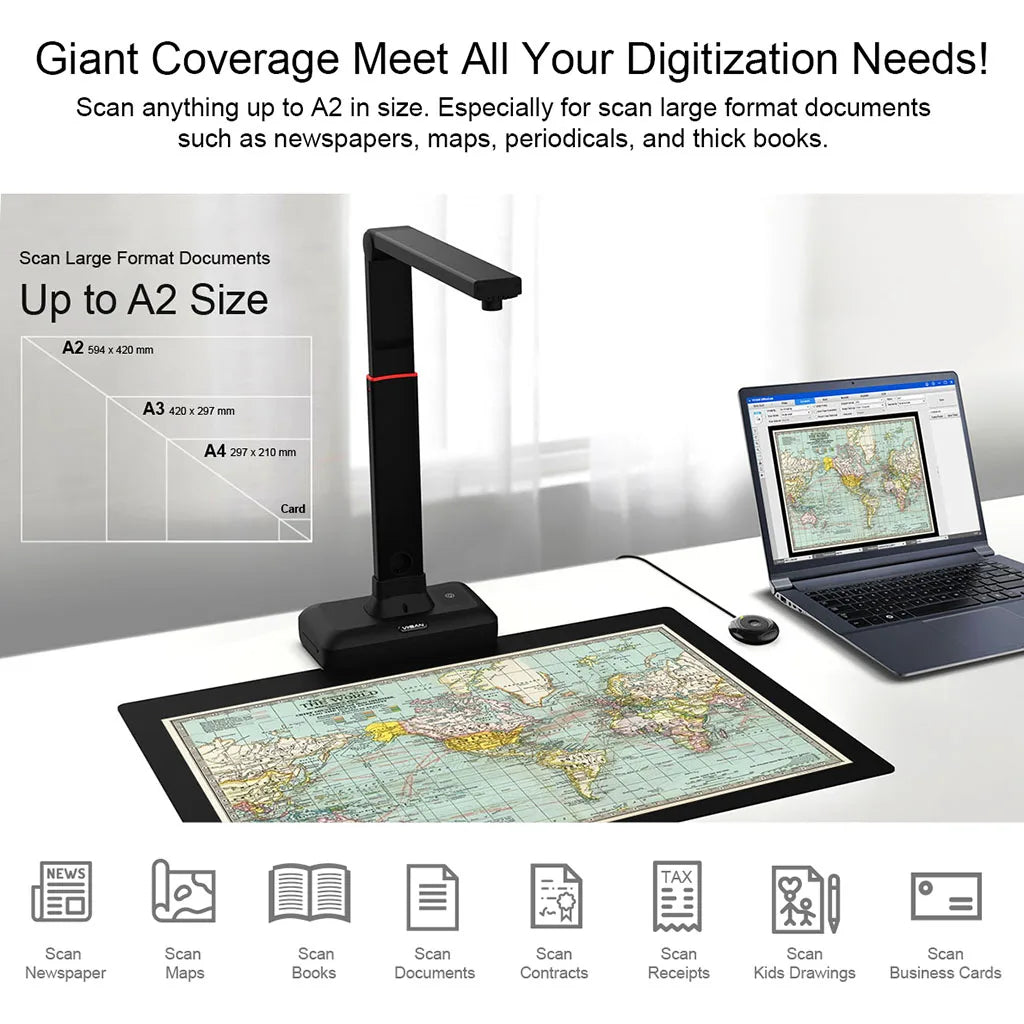 VIISAN S21 A2/A3 Large Format Book & Document Scanner - 23MP High-Resolution