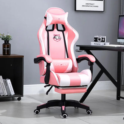 Ergonomic Gaming Chair - PU Leather Office Swivel Chair with RGB, Bluetooth & Footrest