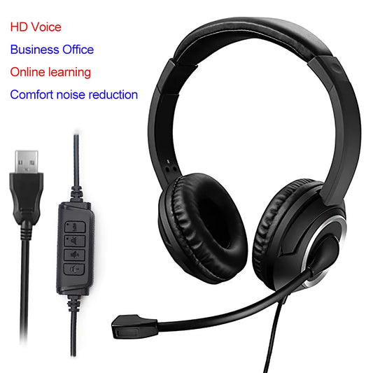 Wired USB Headset with Noise Cancelling Microphone – Call Center & Gaming