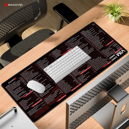 EXCO Vim Text Editor Mouse Pad – Large Cheat Sheet Desk Mat with Stitched Edge