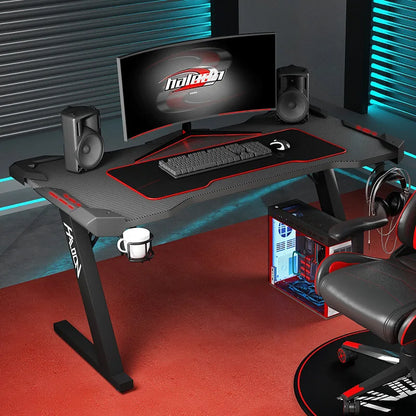 New Pink gaming table with RGB light fashion female anchor computer desk bedroom study desk girls boy black desk 100/120CM desk