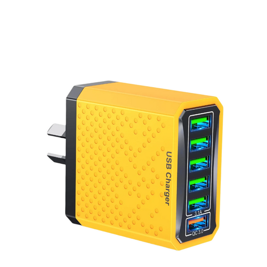 AU Plug 6-in-1 USB Fast Charger – 6-Port Multi-Charger with QC 3.0