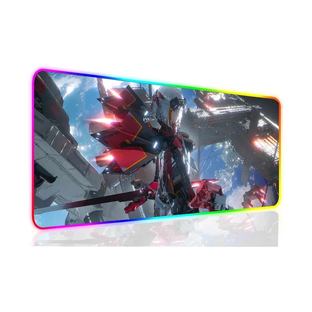 Punishing Gray Raven XXL RGB Gaming Mouse Pad - Large LED Gamer Mat