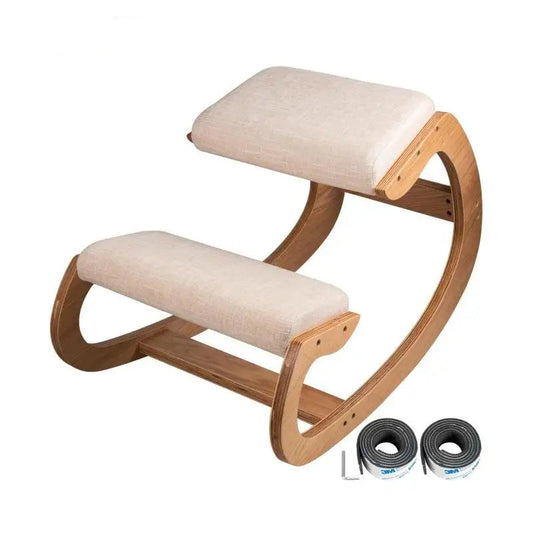 Vevor Ergonomic Wooden Kneeling Chair – Posture Correcting Office Stool with Thick Cushion