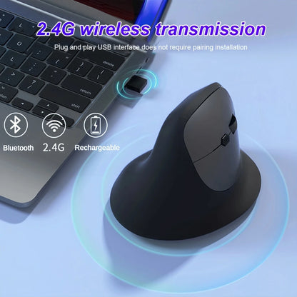 1600DPI Rechargeable Wireless & Bluetooth Ergonomic Mouse