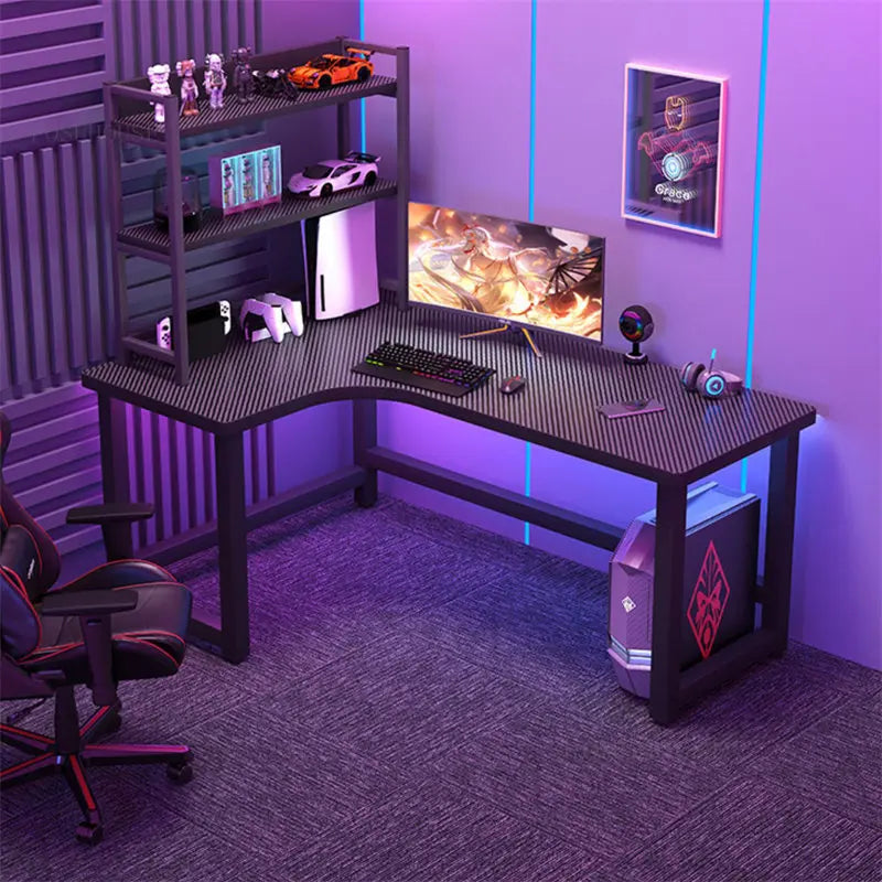 Modern L-Shaped Corner Gaming Desk - Wooden Desktop Computer Table for Home & Office