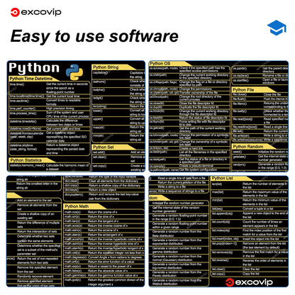 EXCO Python Programming Mouse Pad – Large Cheat Sheet Desk Mat with Stitched Edge