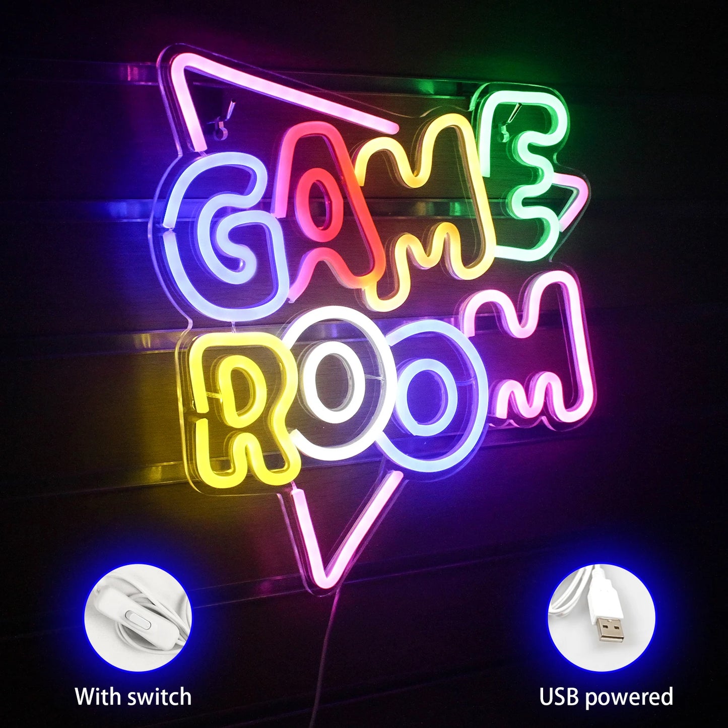 Game Room Neon Sign LED Wall Decor USB Powered  Acrylic For Gaming Lighting Bedroom Bedside Wall Decor Gamer Party Birthday Gift