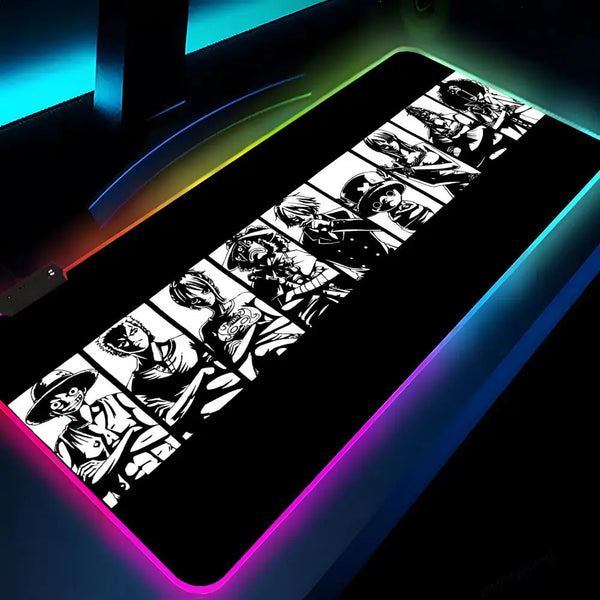 O-OneS P-PieceS Mouse Pad Gaming LED Mouse Mat 900x400 Mousemats Table Pads manga PC Desk Mat RGB Keyboard Mat XXL