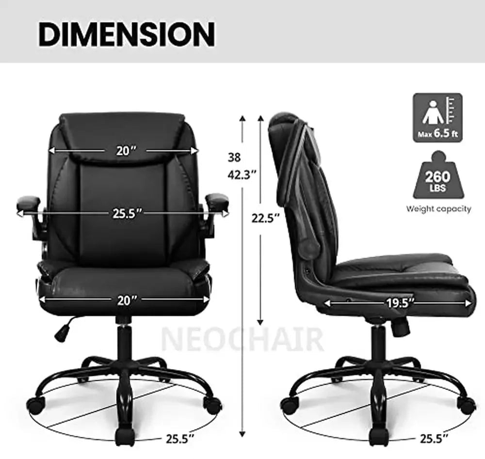 Adjustable Mid-Back Executive Desk Chair – Ergonomic Leather Office & Gaming Chair