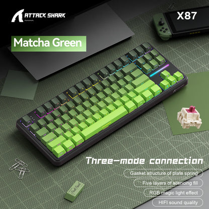 Attack Shark X87 Wireless Mechanical Gaming Keyboard – RGB, Hot-Swappable Strawberry Axis, 87 Keys