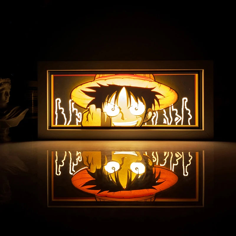 One Piece  anime series photo frame paper carving light paper-cut light atmosphere night light remote control colorful light box