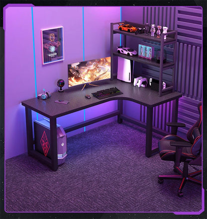 Modern L-Shaped Corner Gaming Desk - Wooden Desktop Computer Table for Home & Office