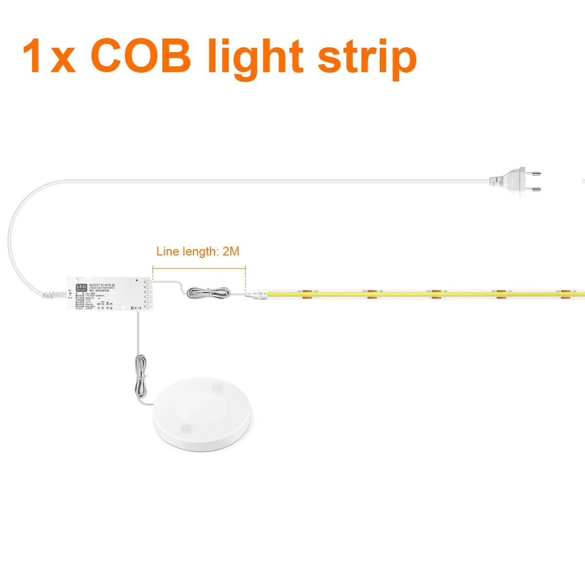 Under Cabinet Collection Display COB LED Strip Light Bookcase Wardrobe Closet Lamp Tape Penetrable Wood Dimmable Touch Sensor