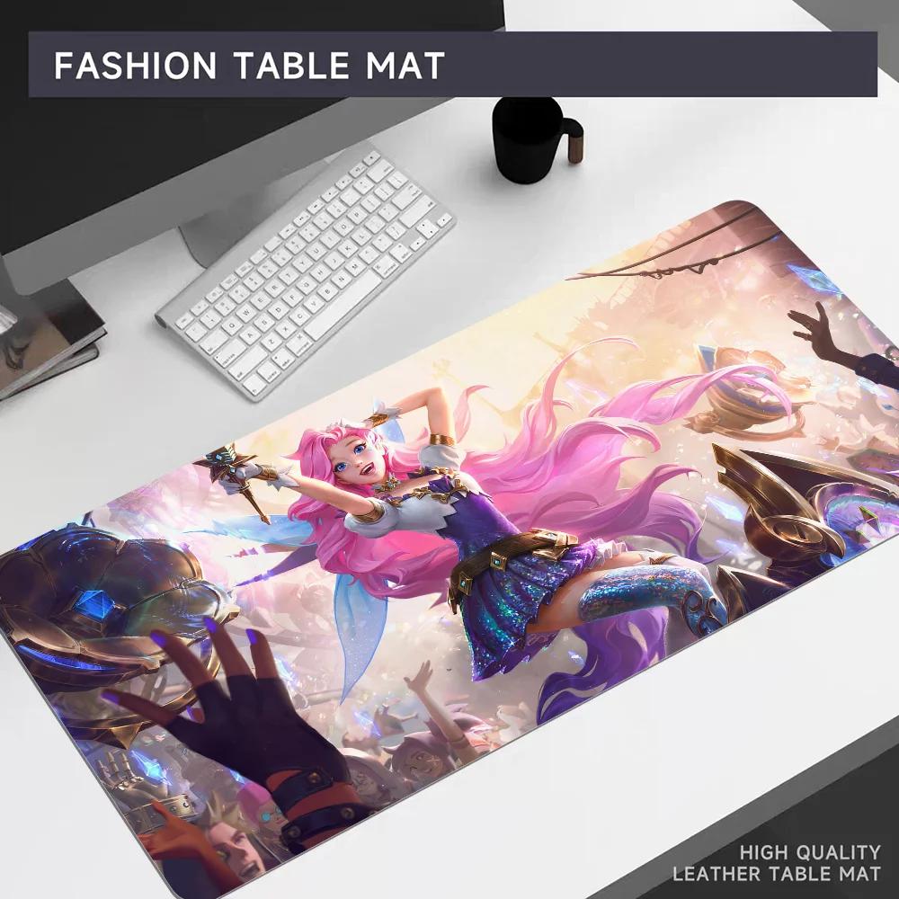 L-LOL KDA Ahri Akali Kaisa Seraphine Mousepad 80x30cm XL Lockedge Office Computer Desk Mat Table Keyboard Big Mouse Pad Laptop