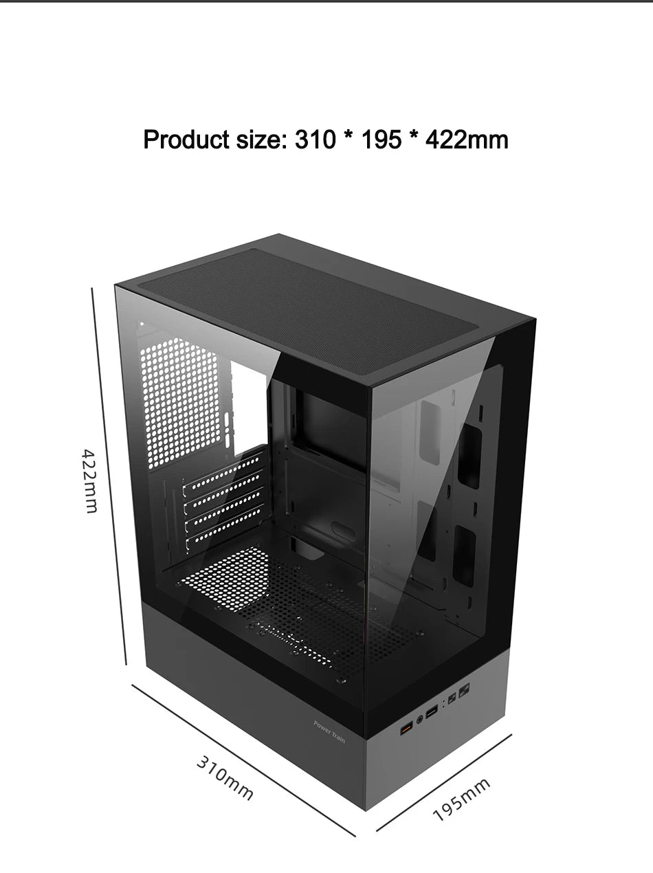 Power Train Illusionary Realm PC Case – M-ATX/ITX, Side Transparent Panel, 240mm Water Cooling Support