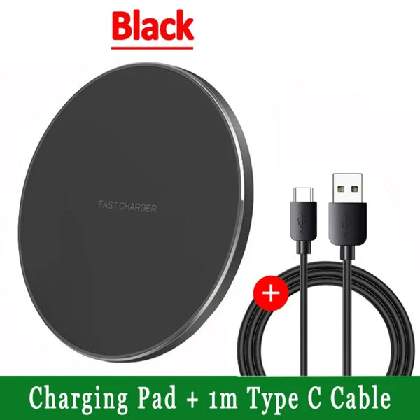 15W Wireless Charger Pad – Compatible with iPhone, Samsung Galaxy, and AirPods Pro