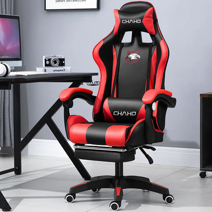 Ergonomic Gaming Chair - PU Leather Office Swivel Chair with RGB, Bluetooth & Footrest