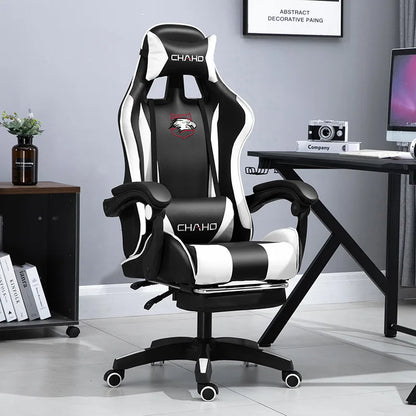 Ergonomic Gaming Chair - PU Leather Office Swivel Chair with RGB, Bluetooth & Footrest