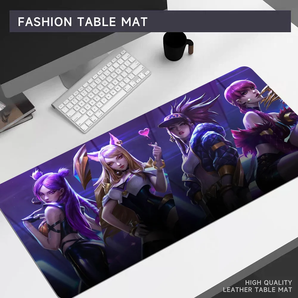 L-LOL KDA Ahri Akali Kaisa Seraphine Mousepad 80x30cm XL Lockedge Office Computer Desk Mat Table Keyboard Big Mouse Pad Laptop