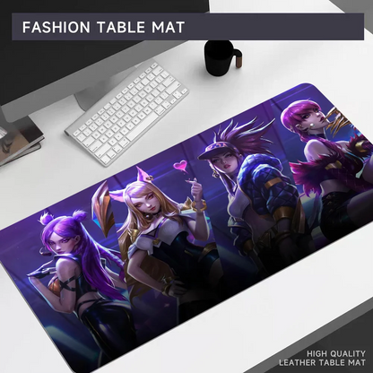 L-LOL KDA Ahri Akali Kaisa Seraphine Mousepad 80x30cm XL Lockedge Office Computer Desk Mat Table Keyboard Big Mouse Pad Laptop