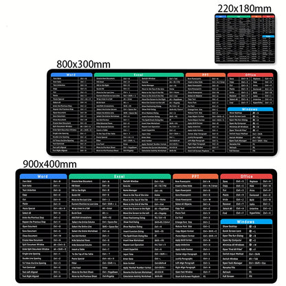 Windows & Excel Shortcuts Large Desk Mouse Pad – 900x400mm Non-Slip Mat