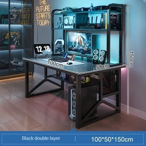E-sports Gaming Table and Chair Combination Nordic Desktop Computer Desks Simple Home Bedroom Bookshelf Integrated Student Desk