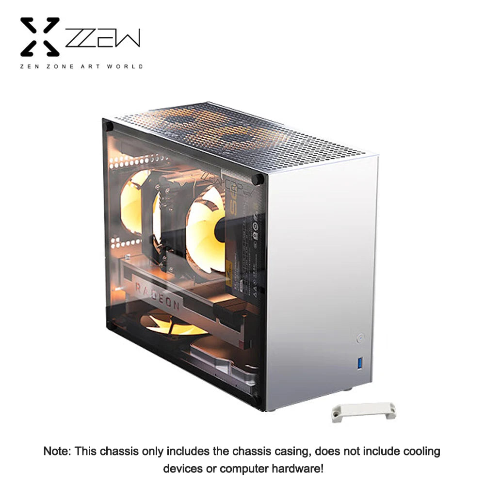 ZZAW C2 C2P M-ATX Computer Case Side Transparent MINI-ITX All Aluminum Desktop Office Small Chassis Supports Long Graphic Card