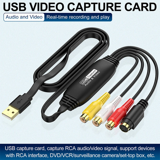 USB Video Capture Card – VHS to Digital Converter for TV/DVD/VCR (Windows/Mac)