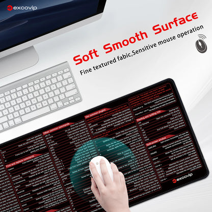 EXCO Vim Text Editor Mouse Pad – Large Cheat Sheet Desk Mat with Stitched Edge