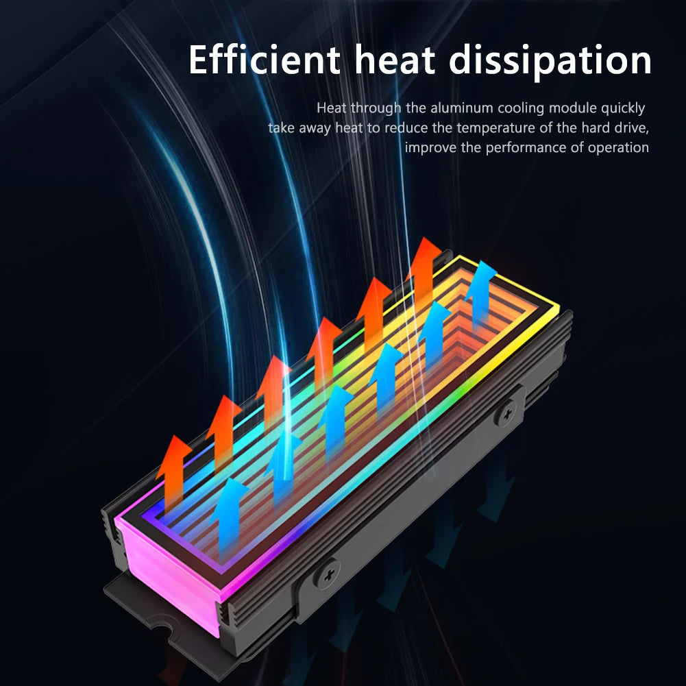 M.2 NVMe SSD Cooler – 5V 3PIN ARGB Radiator, Aluminum Alloy Heat Sink, AURA Sync for M.2 2280