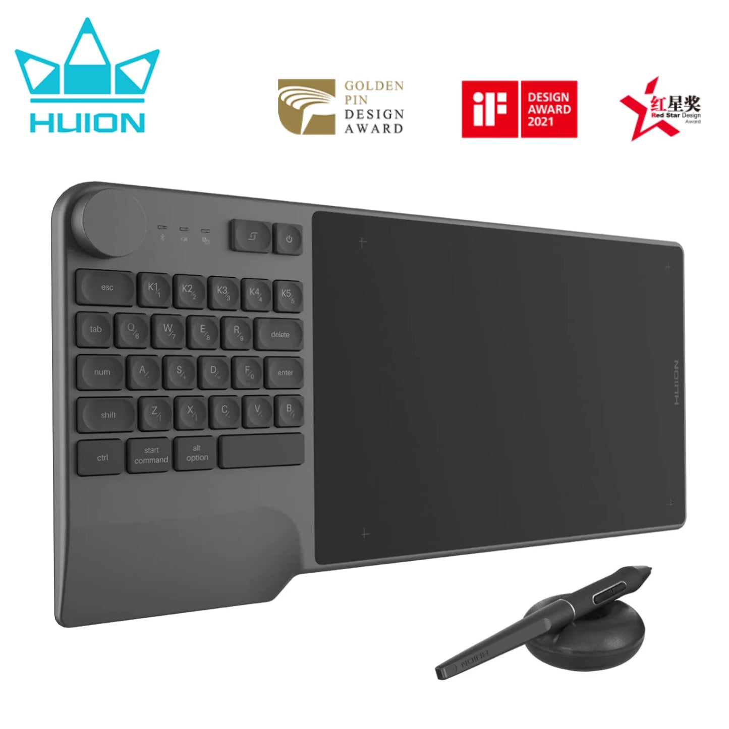 Wireless Graphics Tablet Huion KD200 Keydial Drawing Tablet 8.9*5.6 inch with Keyboard Battery-Free Pen Support Android MacOS