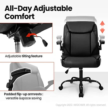 Adjustable Mid-Back Executive Desk Chair – Ergonomic Leather Office & Gaming Chair