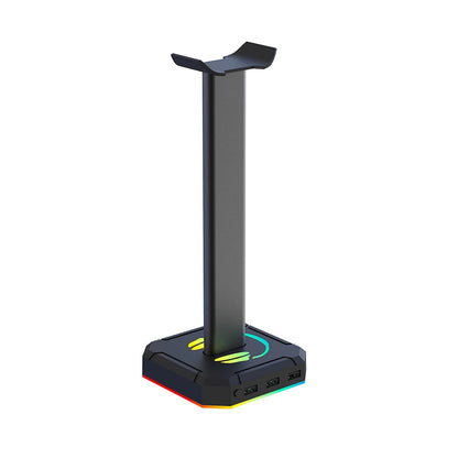 RGB Gaming Headphone Stand – USB Hub, Rhythm Light, Alloy Desk Display Holder for Headsets