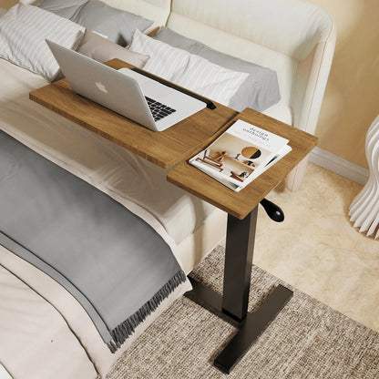 Adjustable Overbed Table with Wheels – Split Bedside Laptop & Standing Desk