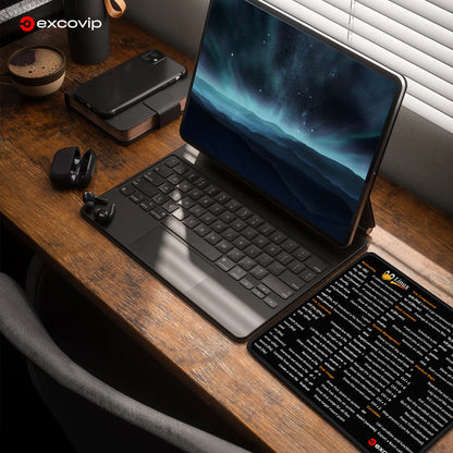 EXCO Linux Shortcuts Mouse Pad – 260x210mm, Non-Slip Rubber Base, Stitched Edge, Command Line Cheat Sheet