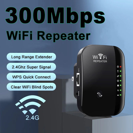 300Mbps Wireless WiFi Repeater & Signal Booster – 2.4GHz Network Extender