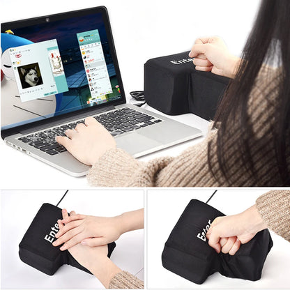 Giant USB Enter Key Stress Relief Pillow – Anti-Stress Office Toy