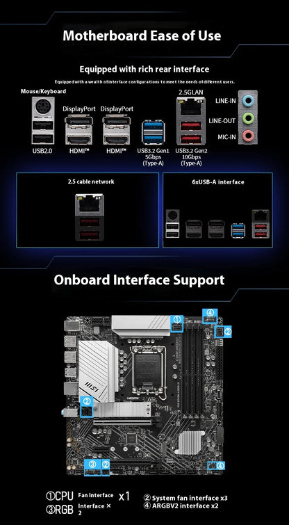 MSI PRO B760M-A DDR4-II Motherboard – LGA 1700, PCIe 4.0, 128GB DDR4, M.2 SATA, HDMI 2.1