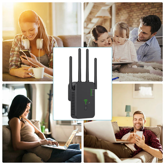 1200Mbps Wireless WiFi Repeater – Dual-Band 2.4G/5G Signal Booster with WPS