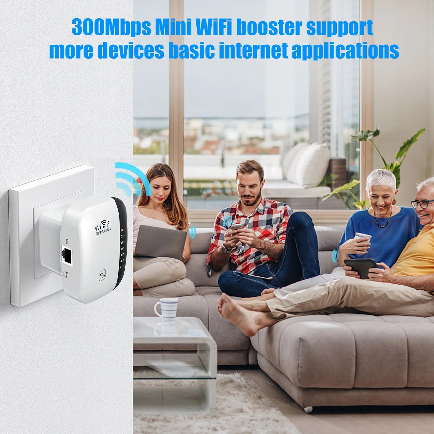 300Mbps Wireless WiFi Repeater & Signal Booster – 2.4GHz Network Extender