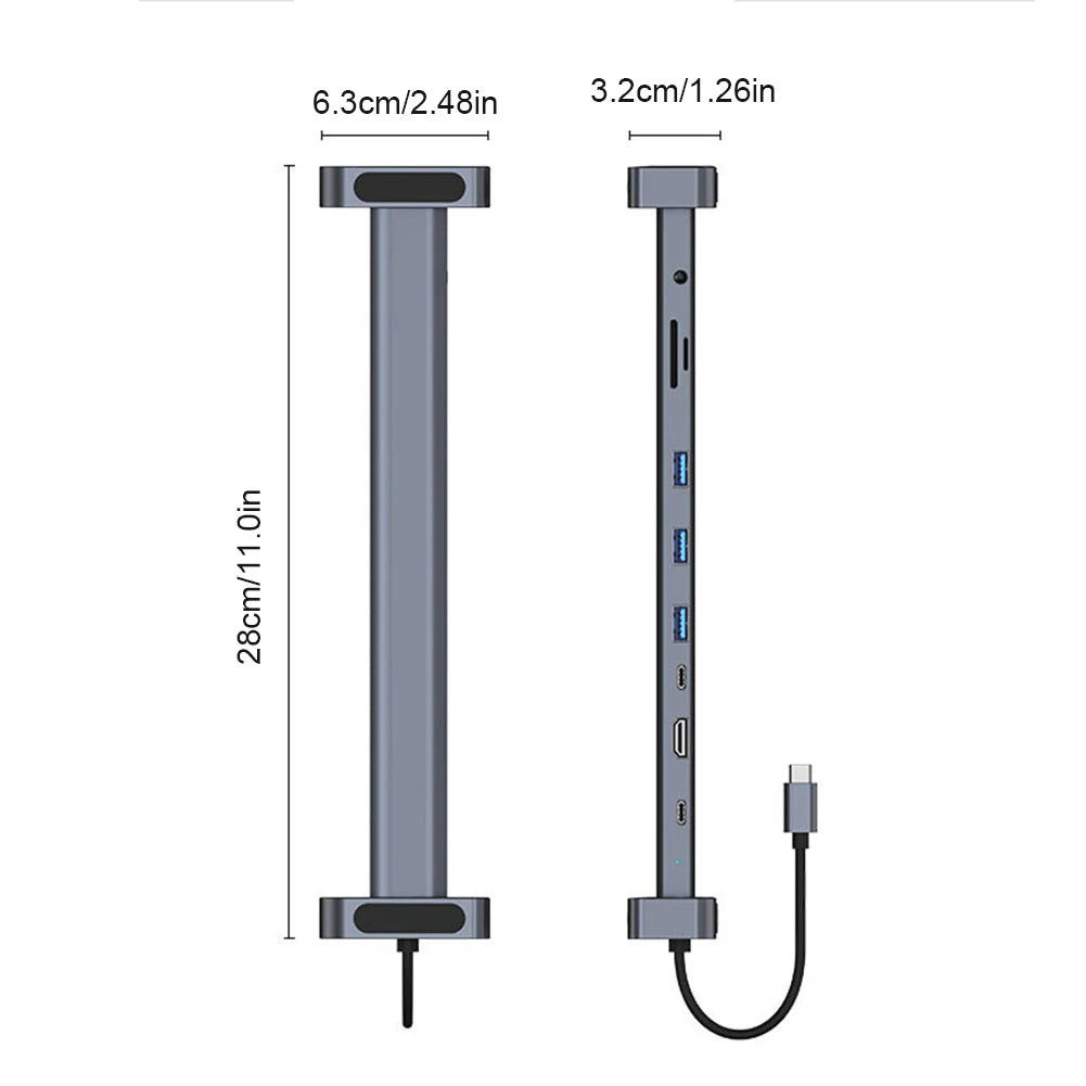 USB C Dock Headphone/Speaker Connections Hub Dongle SD/TF Card Reader 10-in-1 Multiport RJ45 Gigabit Ethernet for Macbook Huawei