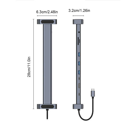 USB C Dock Headphone/Speaker Connections Hub Dongle SD/TF Card Reader 10-in-1 Multiport RJ45 Gigabit Ethernet for Macbook Huawei