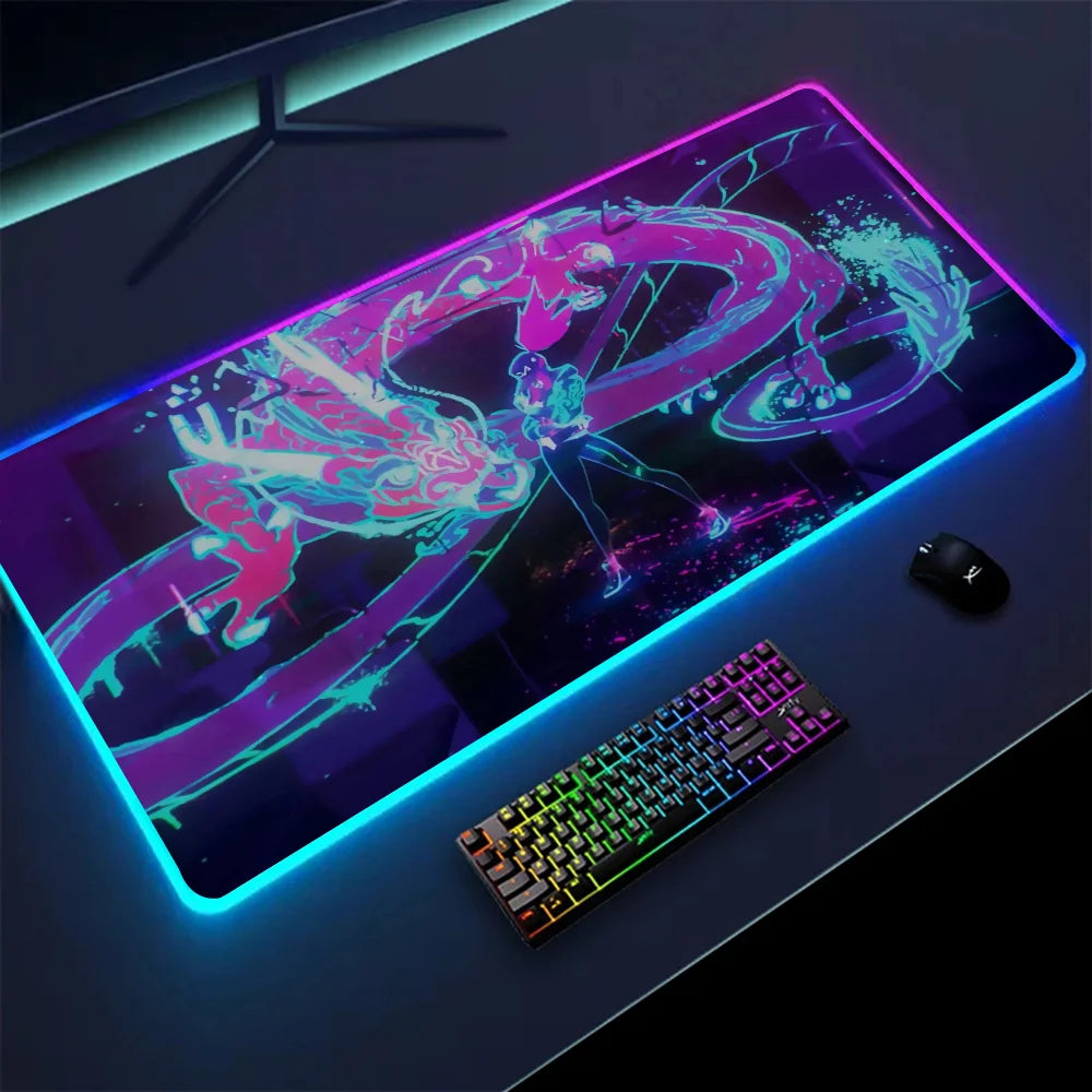 KDA Akali Neon Dragon XXL RGB Gaming Mouse Pad - League of Legends LED Gamer Mat