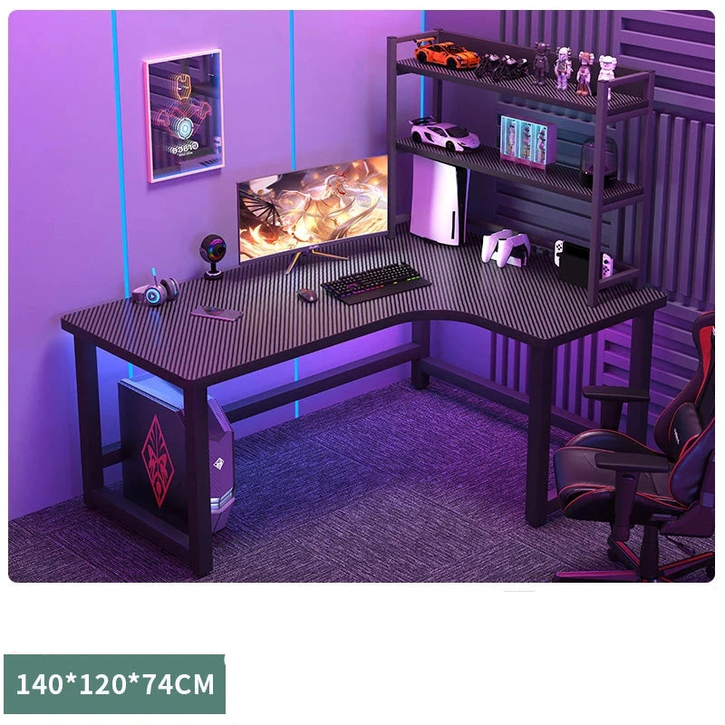 Modern L-Shaped Corner Gaming Desk - Wooden Desktop Computer Table for Home & Office