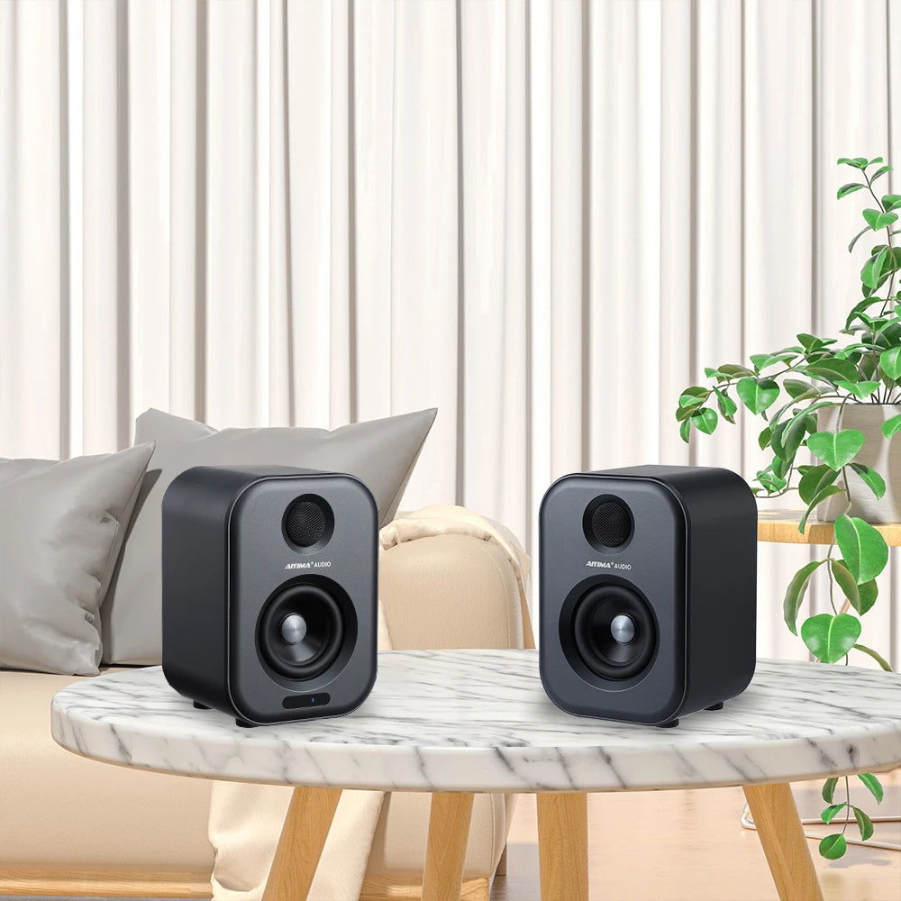 Aiyima S400 80W Bluetooth Bookshelf Speakers - HiFi Studio Monitors with USB DAC