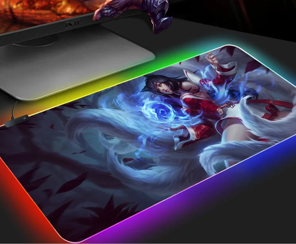 KDA Ahri RGB Gaming Mouse Pad - LED Backlit Mat (250 x 350 x 4mm)