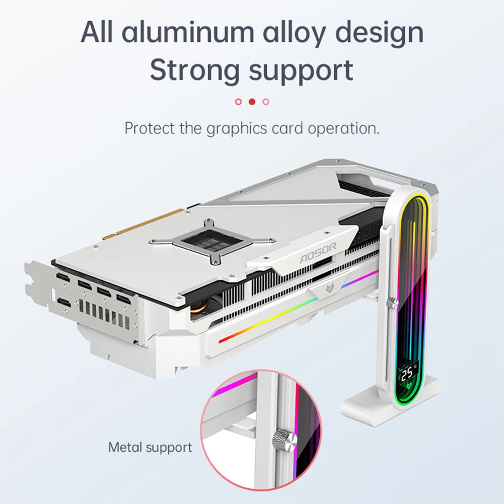 COOLMOON ARGB Graphics Card Bracket – GPU Support Stand with LED Temperature Display & Infinite Mirror RGB